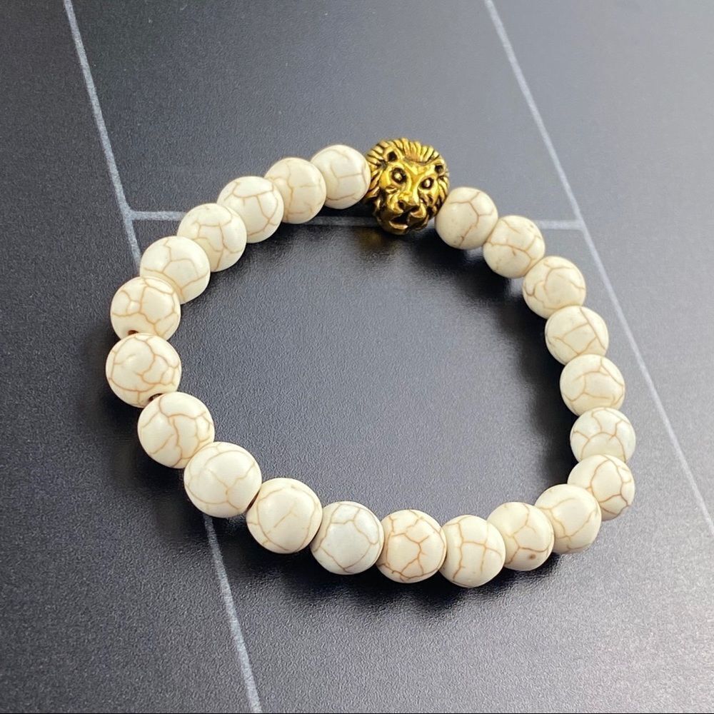 MarbledĀ Stone BeadedāLion GOLDāBracelet